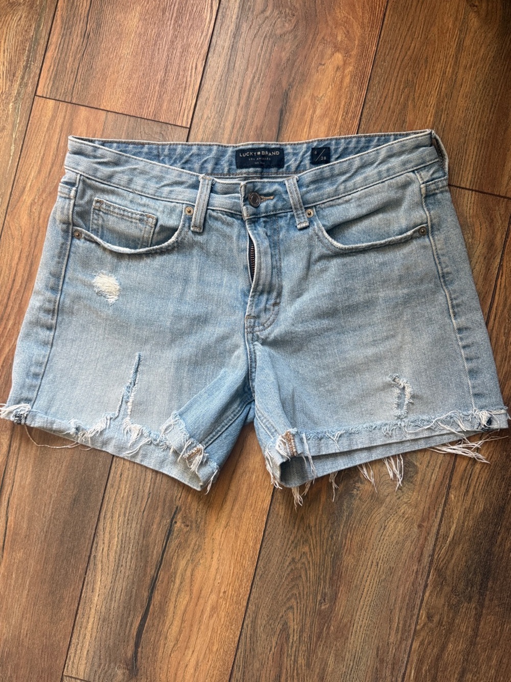 Lucky Brand Light Wash Frayed Denim Shorts